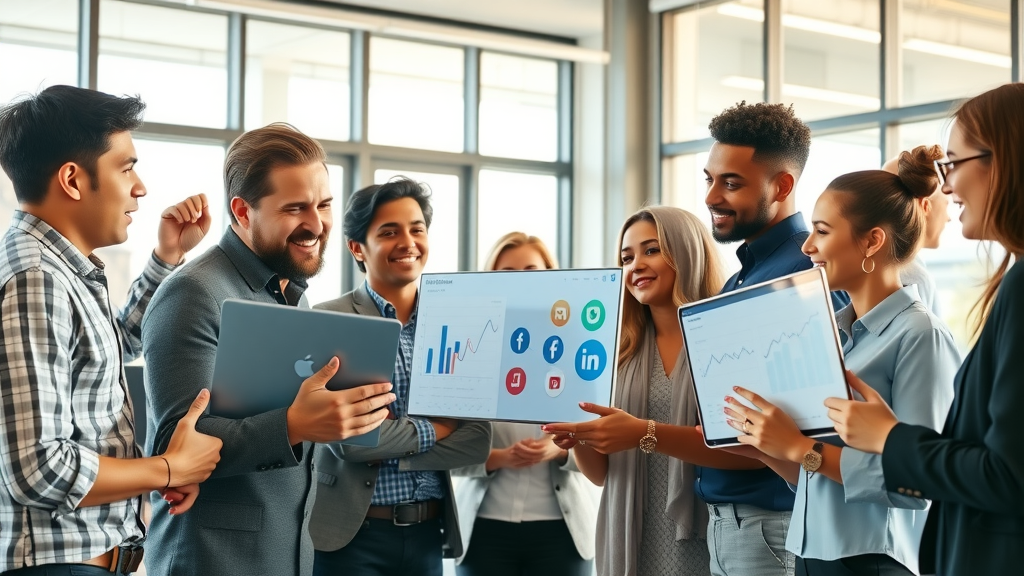 content marketing agencies london ontario vibrant modern marketing team collaborative discussing digital strategy, digital marketing agency, social media, web design, search engine optimization