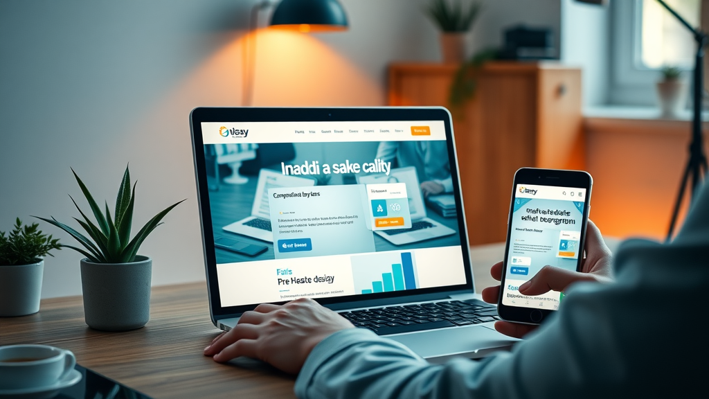 Innovative responsive website interface design displayed on laptop and smartphone, showcasing conversion-focused web design in London Ontario.