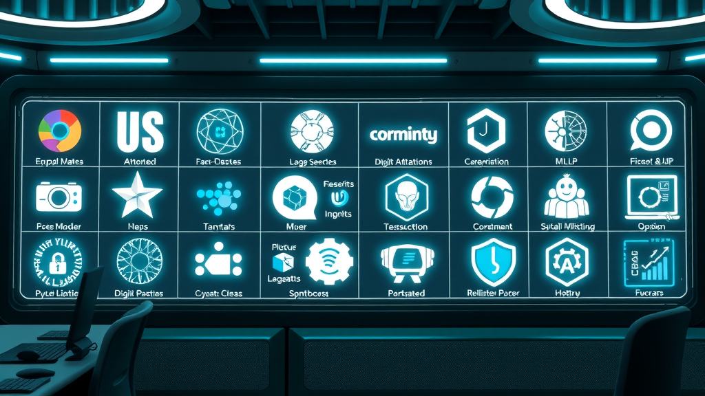 92 online marketing tools for small businesses - diverse digital marketing tool logos displayed on a futuristic board, teal and black accents