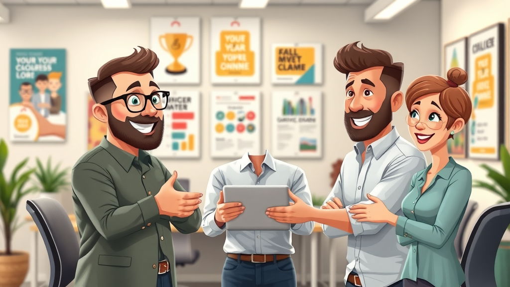 Supportive digital marketing team collaborating with small business owners for affordable marketing strategies in a creative workspace.