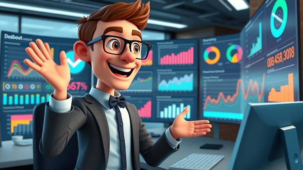 marketing manager analyzing successful email campaign metrics, digital dashboard showing email marketing ROI London, London tech office background