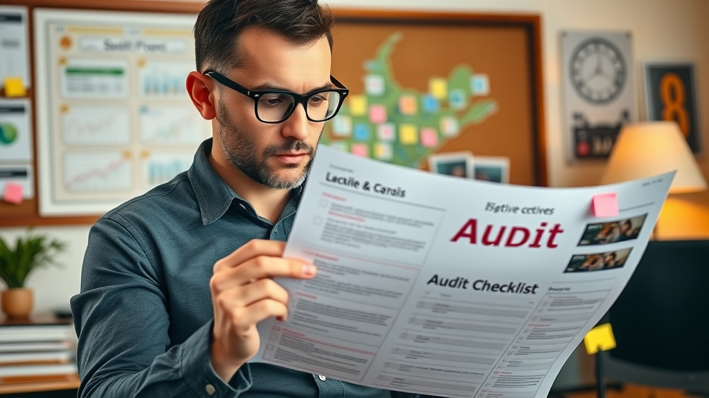 seo audit expert london ontario reviewing audit checklist and website screenshots