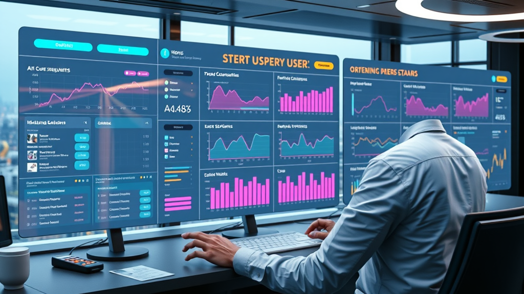 London email marketing trends - AI-driven personalisation dashboard, user segments, workspace overlooking the Shard