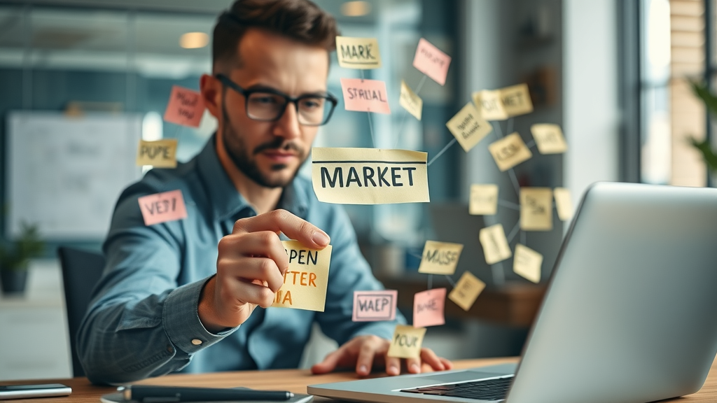 mind map showing components of small business marketing strategy, business marketing plan structure