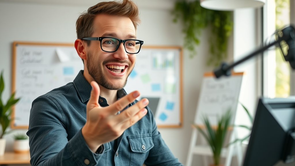 Enthusiastic entrepreneur recording marketing video, small business marketing in London Ontario, professional video production
