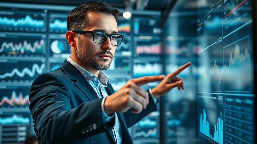 Email marketing ROI analysis: Professional marketer reviews campaign performance in London office