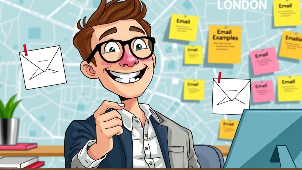 London email marketing trends - marketer brainstorming with sticky notes & localised email examples, city map wallpaper