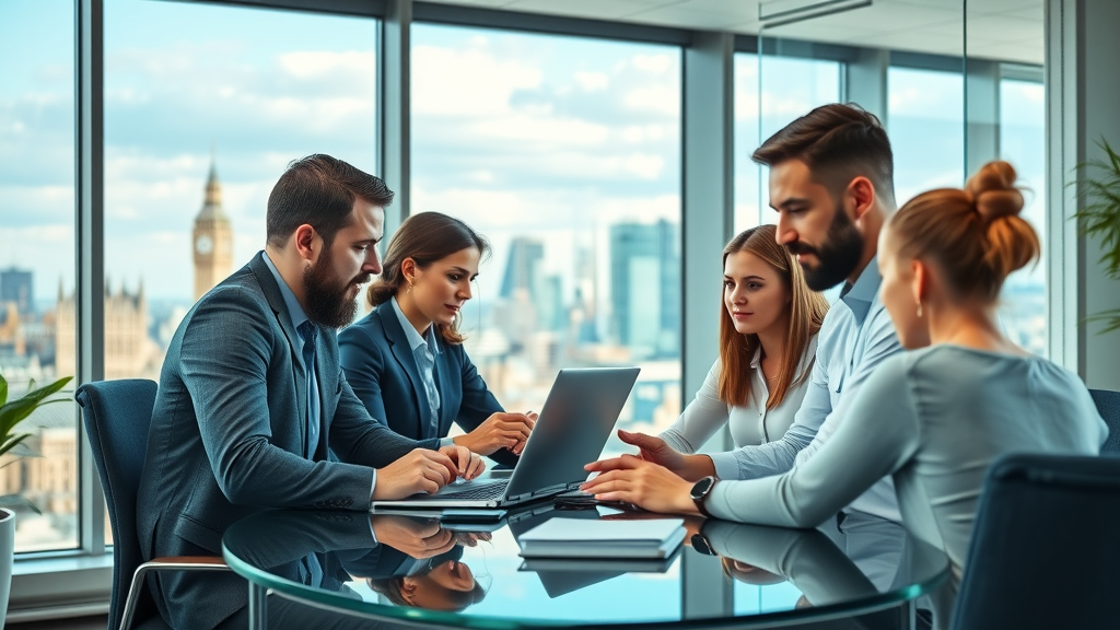 email campaign strategies london modern collaborative office analyzing campaign data
