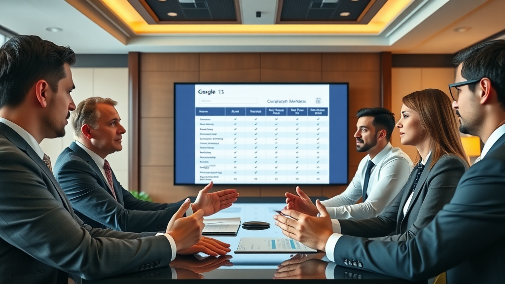 content marketing agencies london ontario agency leaders comparing digital marketing strategies in conference room, social media, web design, search engine optimization, marketing agency