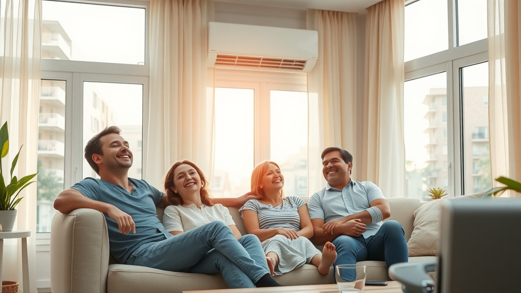 Family experiencing relief after prompt air conditioning repair at home