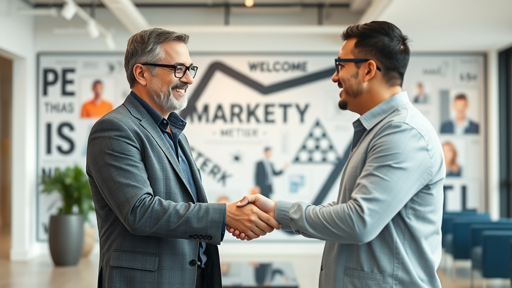 Trusted digital marketing consultant welcoming a London Ontario business owner, highlighting client relationships and agency expertise.