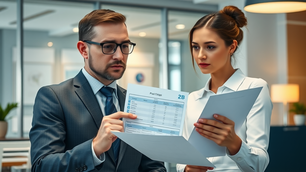London ON business executive reviews SEO consulting pricing packages with a knowledgeable consultant, considering service options in a chic office