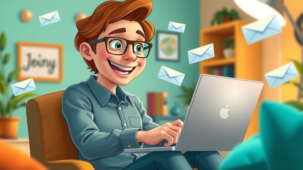 entrepreneur designing and sending engaging email newsletter to promote content marketing