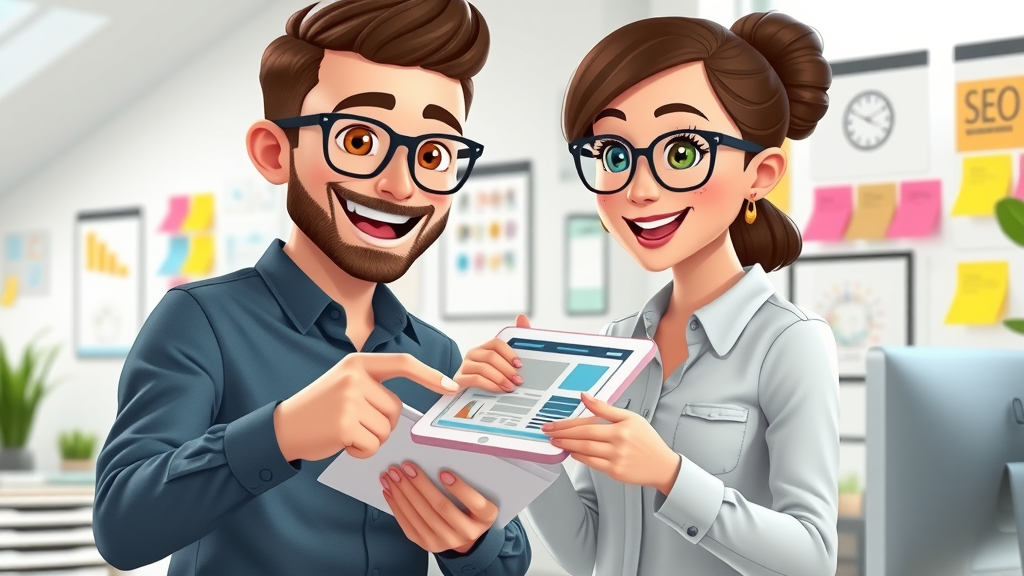 Web designer and SEO specialist collaborate on digital strategy for London Ontario website rankings