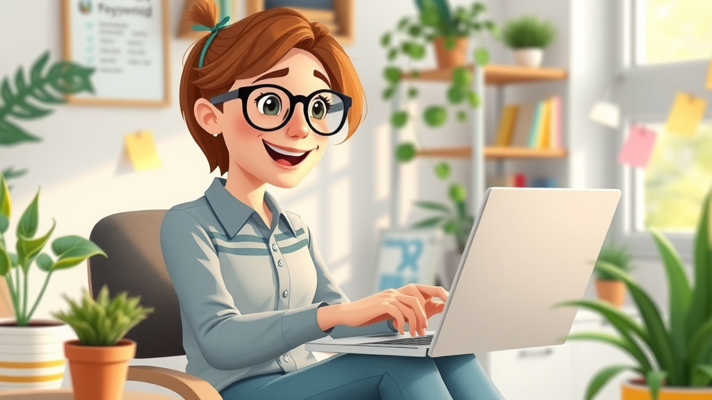 small business owner using laptop for keyword research in cozy office