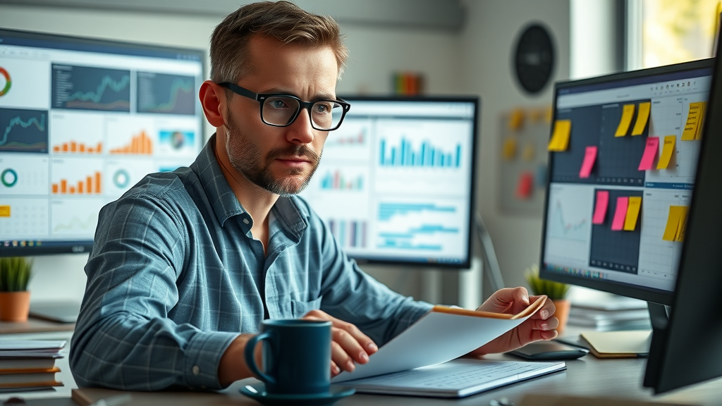 seo specialist london ontario doing keyword research website audit analytics workspace dual monitors content creation vivid colors
