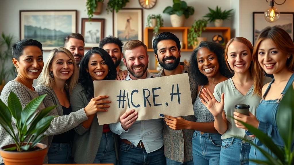 Diverse London Ontario small business owners celebrating social media marketing milestone