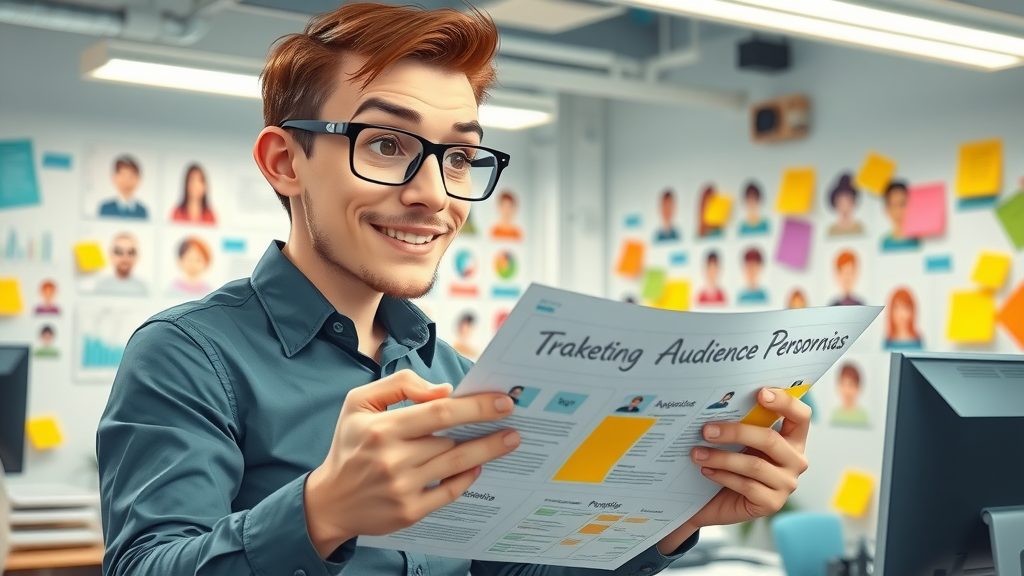 Analytical marketer creating audience personas, target audience, content marketing tips for small businesses