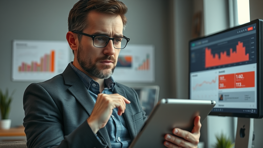 on-page seo london ontario business owner analyzing website errors on tablet in London Ontario office