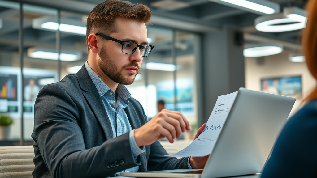 Professional digital marketer reviewing local SEO data for small businesses in a modern coworking office, digital marketing London Ontario