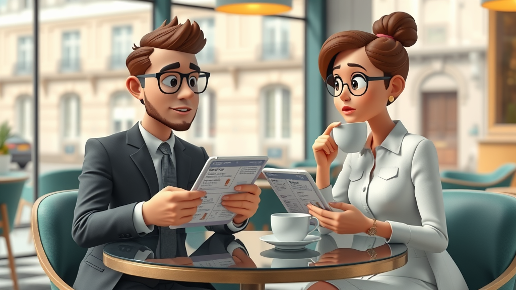 social media management london executives comparing agency service packages and pricing in chic cafe
