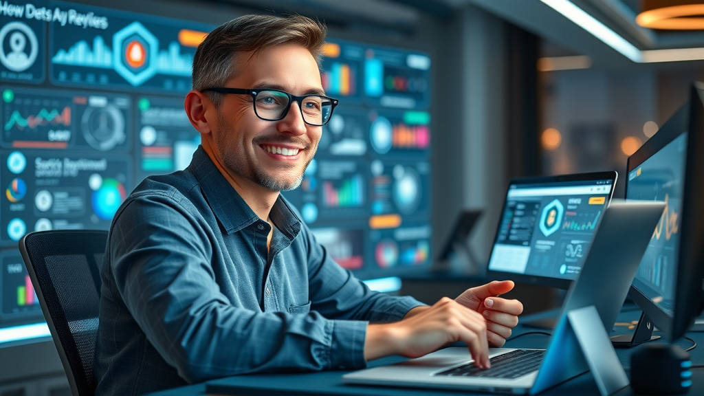 resourceful small business marketer using digital tools like Canva, Hootsuite, Mailchimp, and Google Analytics for content strategy