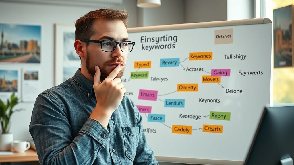 Creative marketer mapping out targeted keyword strategy for an SEO company in London Ontario