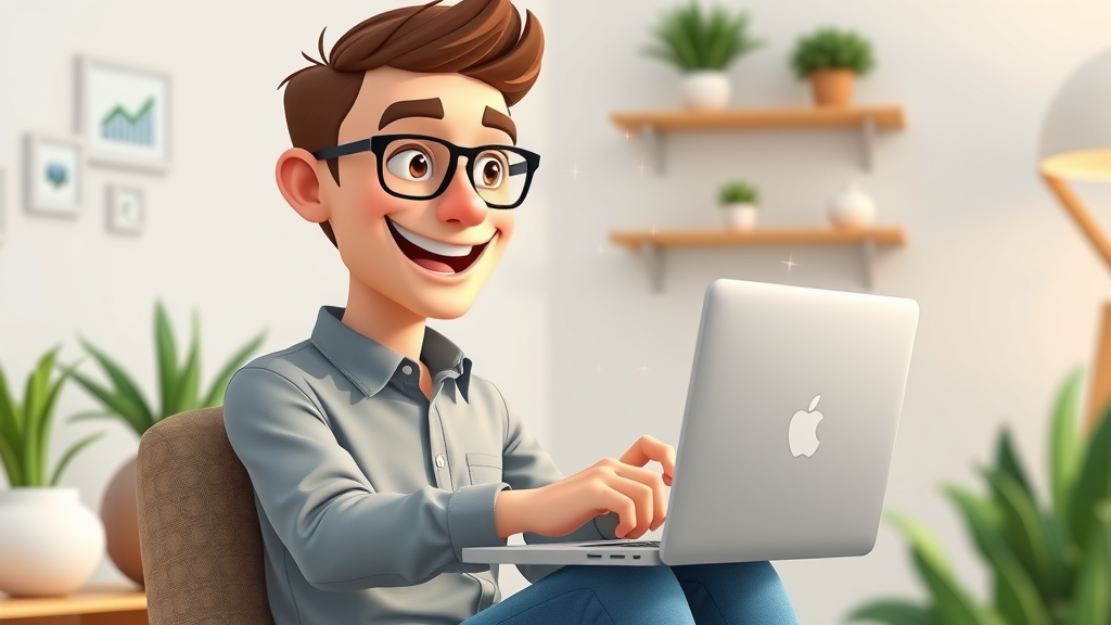 motivated entrepreneur browsing small business online marketing guide on a laptop