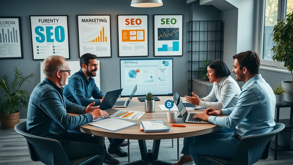 innovative marketing team in London Ontario discussing SEO strategies, local seo london on