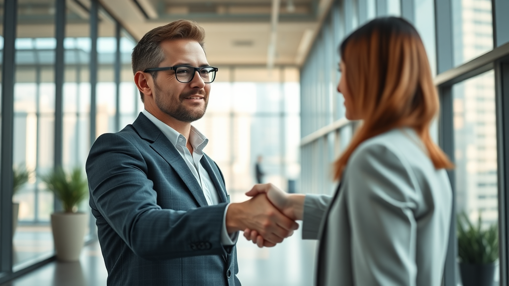 business professional shaking hands with digital marketing agency manager, content marketing agencies london ontario