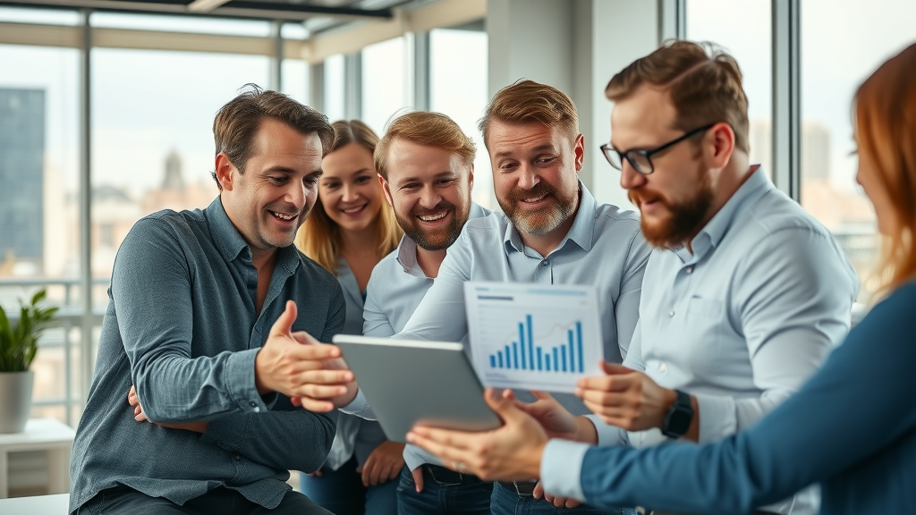 on-page seo london ontario business owners reviewing SEO analytics together in modern London Ontario office