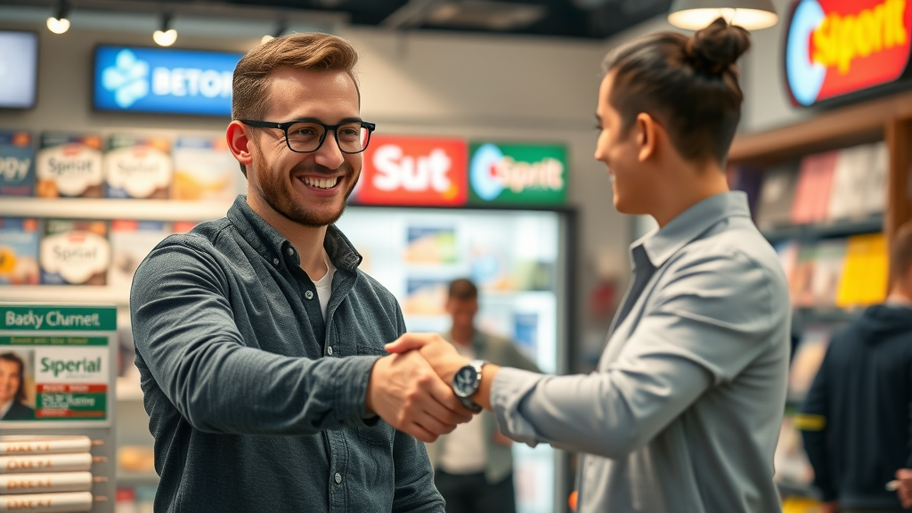 Happy London Ontario business shaking hands with SEO consultant after search engine marketing success