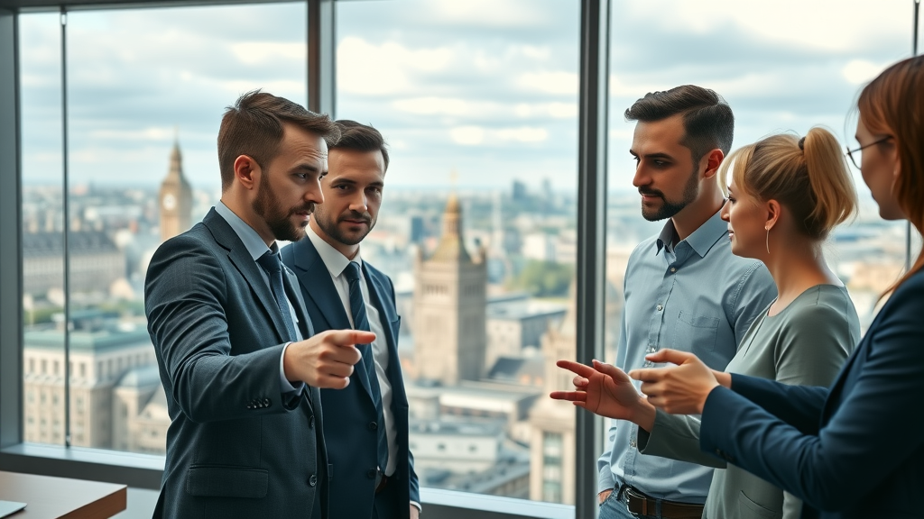 b2b email marketing london strategic business professionals with cityscape
