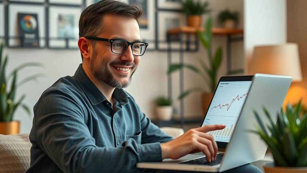 Confident small business owner reviewing SEO analytics in London Ontario, local seo london on