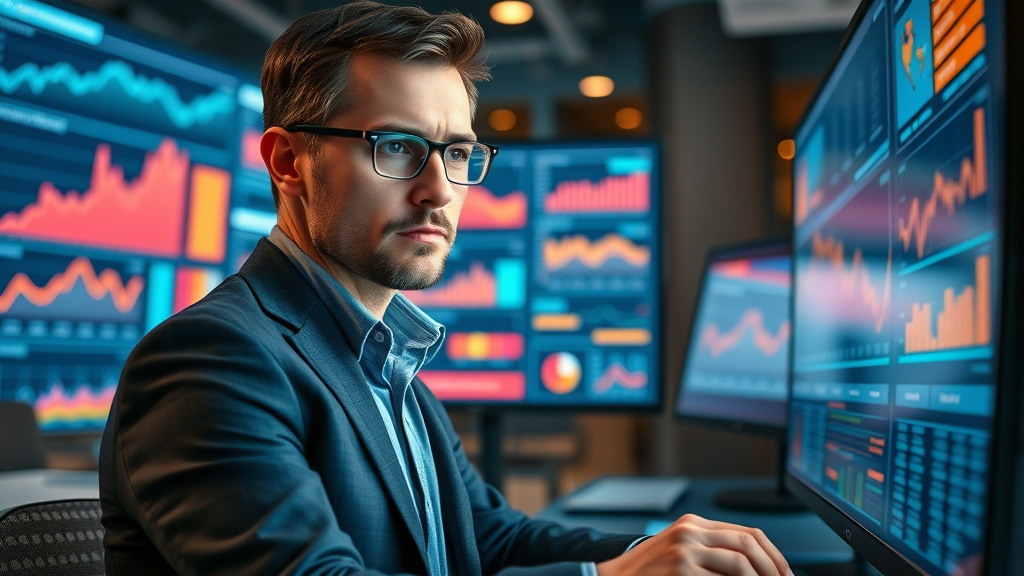digital marketing expert reviewing social media advertising london data analytics in vibrant agency office