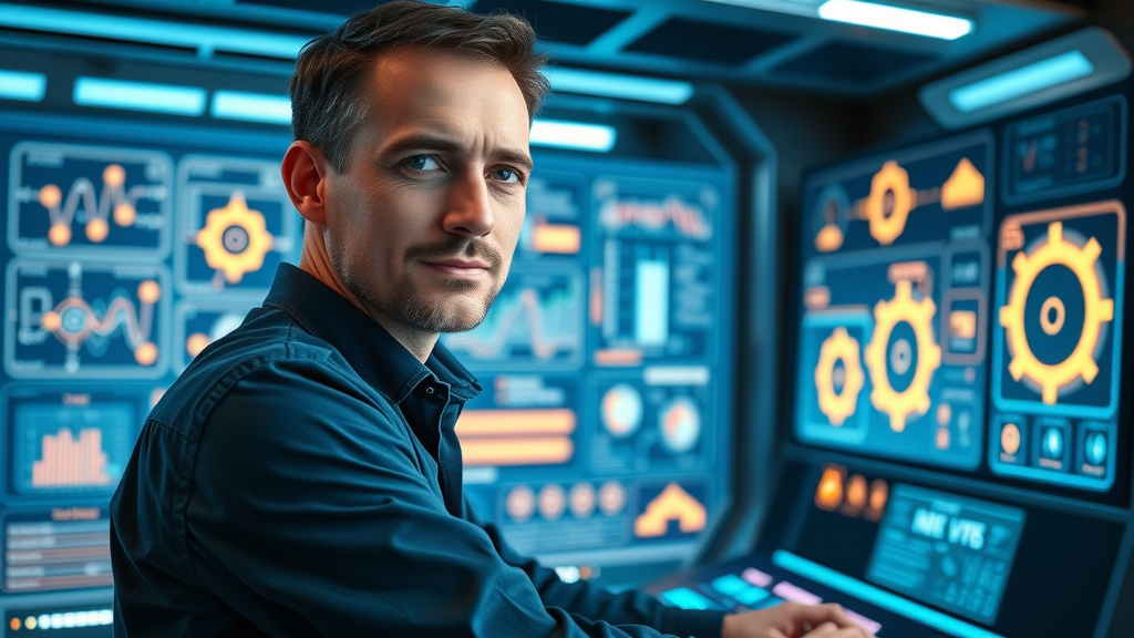Futuristic email marketing automation dashboard with campaign triggers and analytics