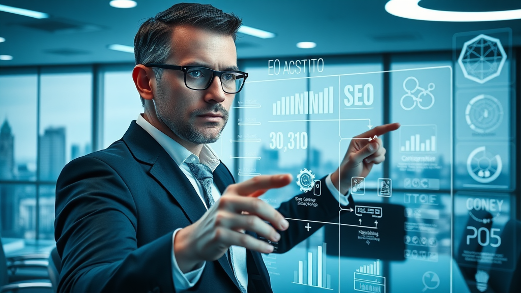 search engine optimization london ontario seo consultant mapping data driven strategies glass board monochrome blue cityscape