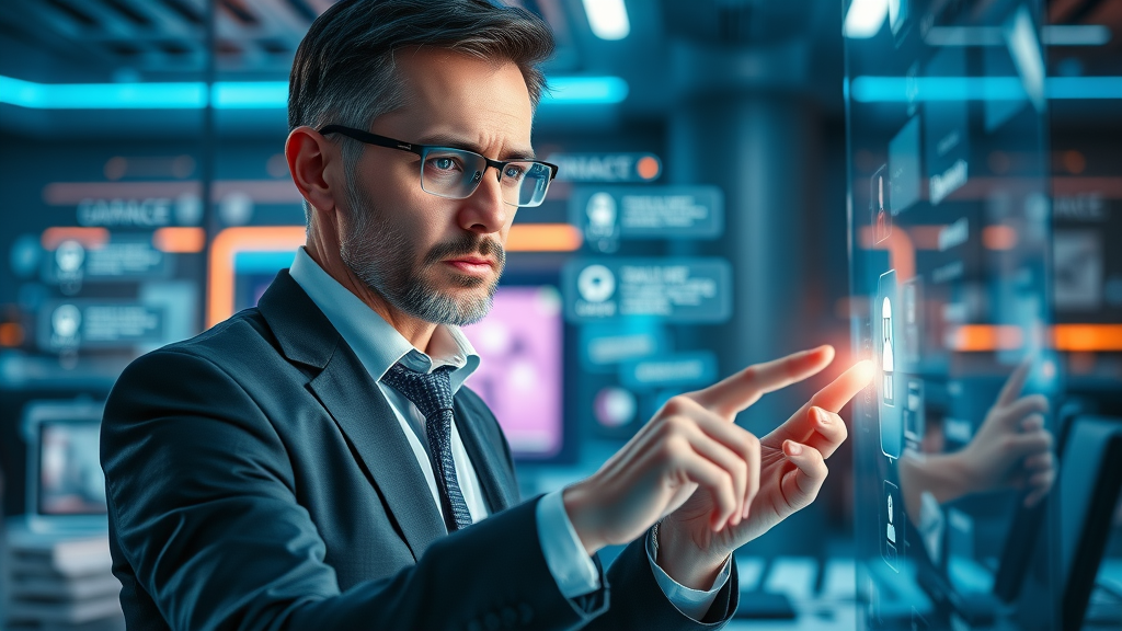 small business owner using AI chatbot for advanced marketing strategies