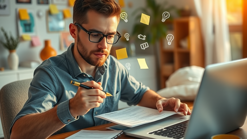 creative marketer brainstorming engaging subject lines for local business email campaign