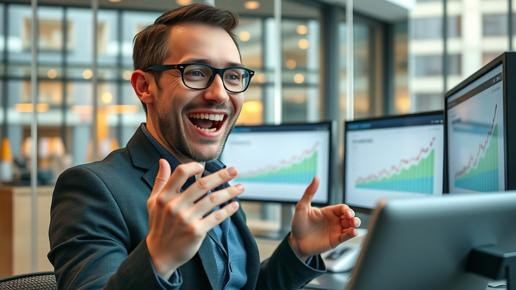 Retail marketing manager celebrating analytics success from email marketing London services