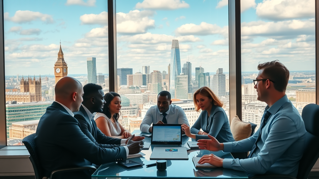 content marketing london vibrant skyline team collaboration high-rise