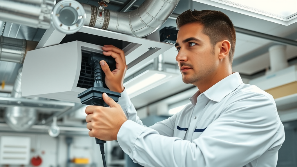 Technician inspecting clean HVAC vent for optimal home air quality
