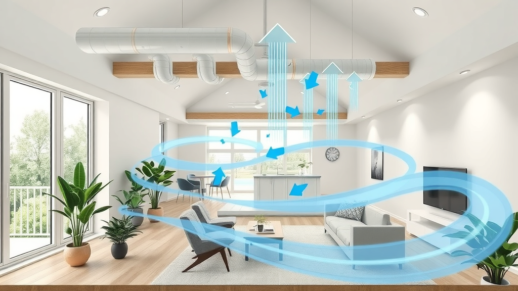 Cross-section of home showing HEPA filtration airflow for healthier air quality