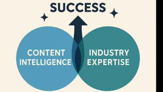 Graphic illustrating content intelligence and industry expertise for success.