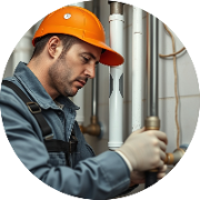 Plumber working with pipes, showcasing plumbing skills and expertise
