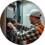 Electrician working on an electrical panel for safe installations.