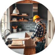 Kitchen renovation contractor working on a modern kitchen upgrade.