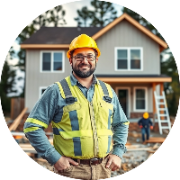 General contractor overseeing work on a home building site.